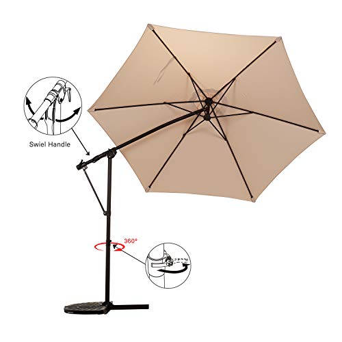 Grand Patio 10Ft Offset Patio Umbrella, 360 Degree Rotation Outdoor