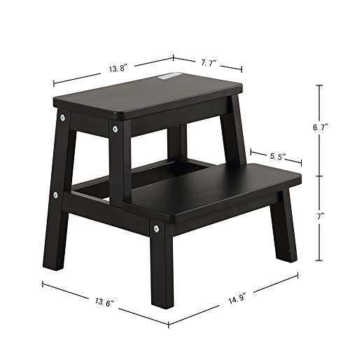 HOUCHICS Wooden Step Stool for Adults Kids, Solid Wood Bed Step Stool