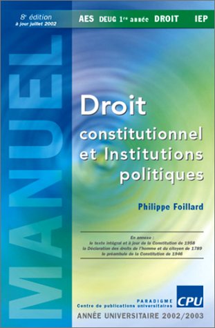 Droit constitutionnel et institutions politiques