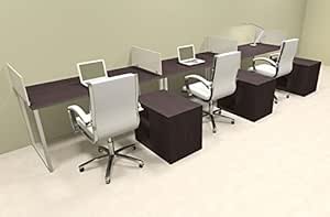 Divisor de acrílico moderno de tres personas para oficina, estación de