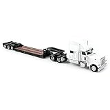 1:87 WHITE PETERBILT 389 TRUCK TRAIL KING LOWBOY TRAILER NORSCOT HO DIECAST