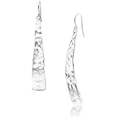 JEAN RACHEL JEWELRY 925 Sterling Silver Dangle Earrings for Women - Bold, Hammered & Oxidized Linear Shape Vintage Design - Hypoallergenic, Lead & Nickel Free - Artisan Handcrafted Statement Earrings