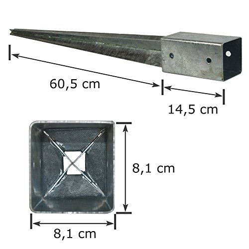 Bodenhülse 81x81x750 Verzinkte Erdanker 75cm Einschlagbodenhülse Einschlaghülse (12) – Bild 4
