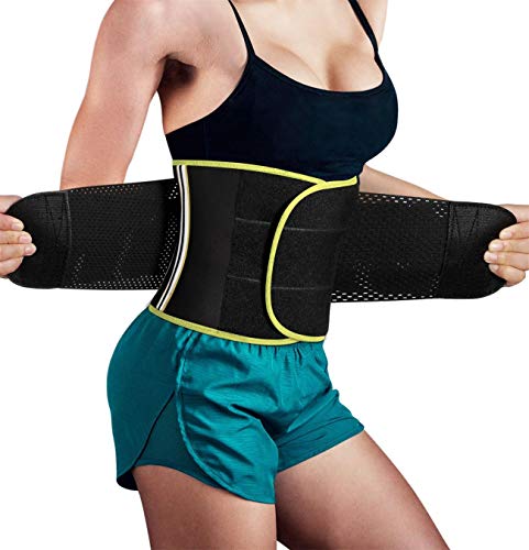 Hourglass Waist Trainer Trimmer Slimming Belt - Hot Neoprene Sauna Sweat Belly Band Body Shaper for Weight Loss Back Support (Yellow with Black, 2XL (Waistline 38.6''-41.7''))