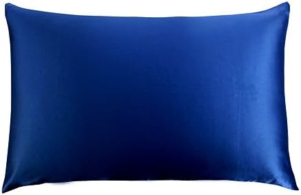 COSFY 19momme 100% Mulberry Silk Pillowcase for Hair with Cotton Underside RoyalBlue King 51x92cm 1PC