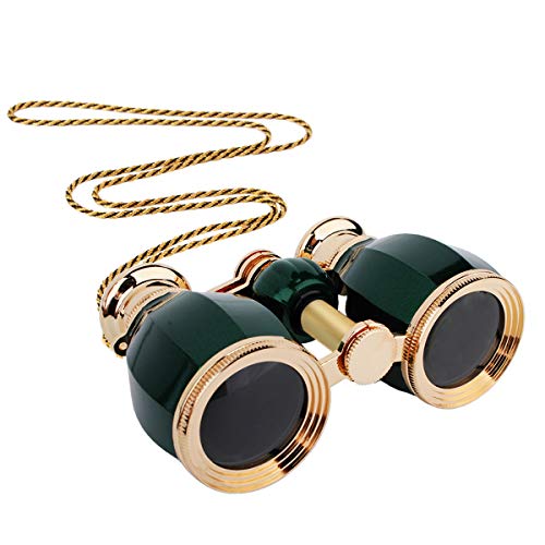 ESAKO Opera Glasses for Women Adults 4x30mm Compact Binoculars for Theater Concert with Removable Chain Green