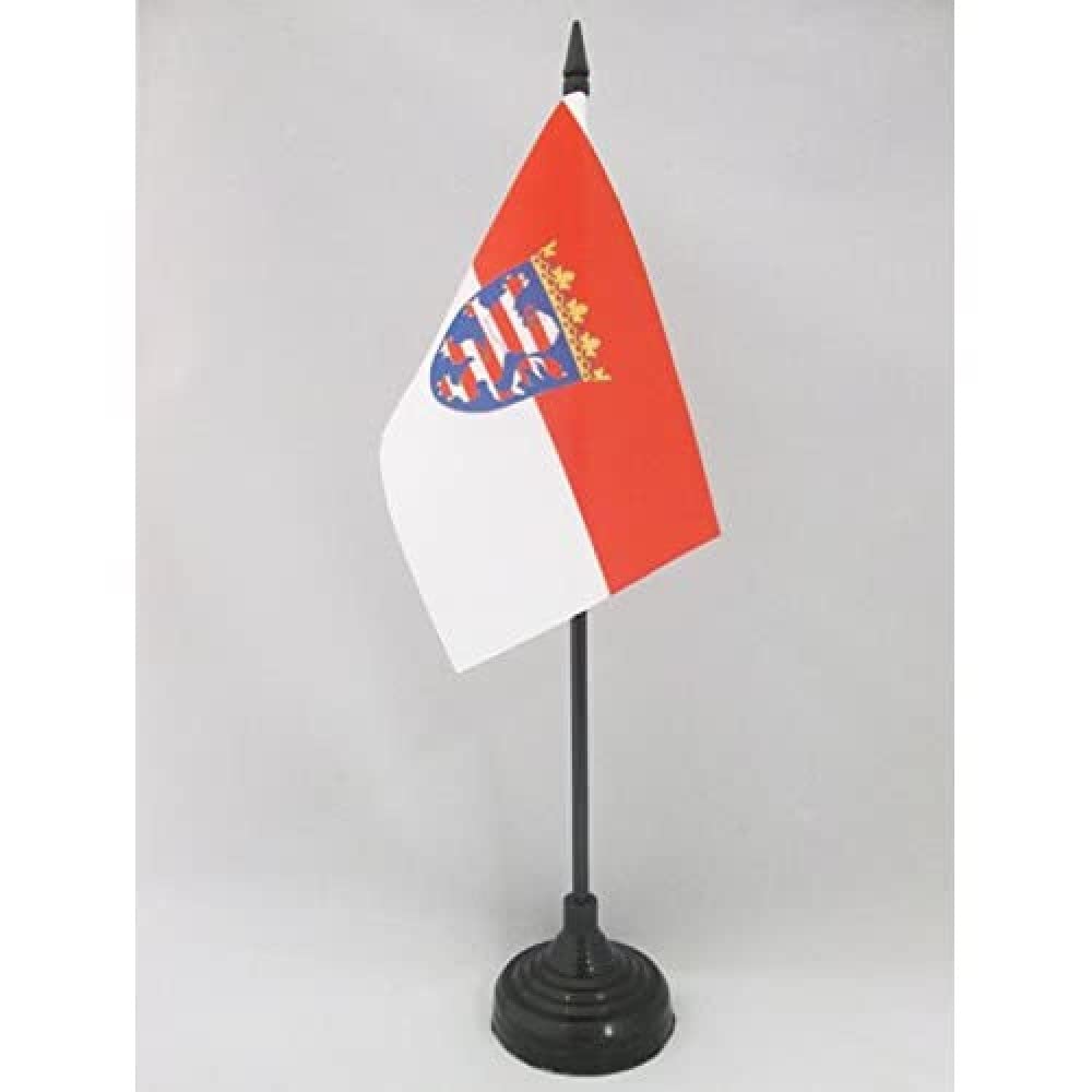 AZ FLAG - Hesse Table Flag 4'' x 6'' - German region of Hesse Office Mini Banner 100% Polyester 15 x 10 cm - Mini Desk Flag with 10'' Pole and Black Plastic Base
