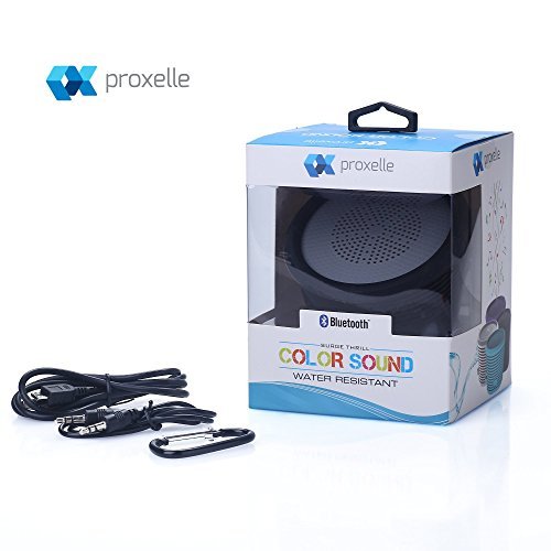 Proxelle Waterproof Bluetooth Speaker, Rechargeable Wireless Speaker w/ Built-in Mic Microphone, Controls and Subwoofer for Bicycles, Driving, Climbing, Smartphones and Computers