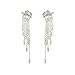 JUESJ Shooting Star Long Tassel Dangle Earring for Women Girls (Silver)