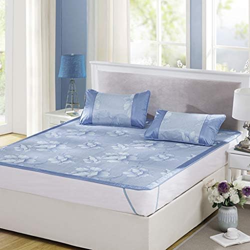 DUJIA Ice Silk Fashion Jacquard Air Conditioning Summer Mat Three-Piece Set 180200cm Rattan Cool Mattress (Color : Sky Blue, Size : 180200cm)