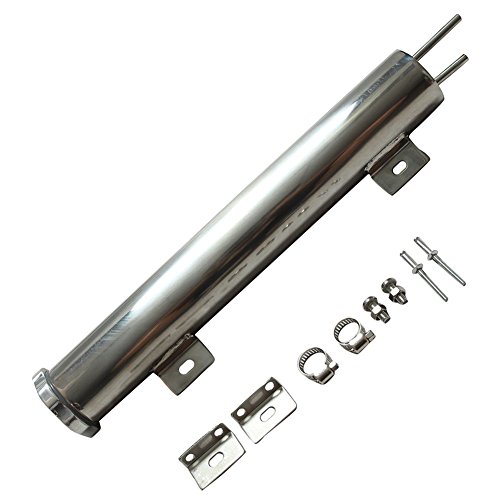 2" x 13" Polished Stainless Steel Radiator Overflow Tank Catch Can 20 OZ