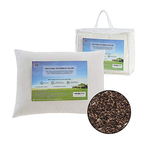 Lofe Buckwheat Hull Pillow for Sleeping with Organic Cotton Cover, Adjustable Loft of Premium Fiber Layer, Japanese Size(14x20), Breathable for Cool Sleep, Cervical Support for Back and Side Sleepers - Thumbnail 7