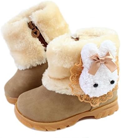 DFXIU Baby Girls Infant Toddler Winter Artificial Fur Shoes Rabbit Snow Brown Boots 9-12 Month
