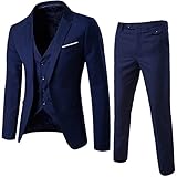 NiuZi Men's Fashion Casual Slim Fit Suit 3-Piece Business Jacket Vest &Pants