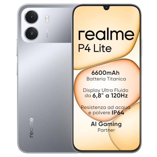 realme P4 Lite 4G Smartphone 4GB + 128GB HD-LCD Display 120Hz 6.8 Inch Titanium Battery 6600mAh Charging 15W Reverse Charging 6W IP64 Next AI System Titanium Grey (without Charger)