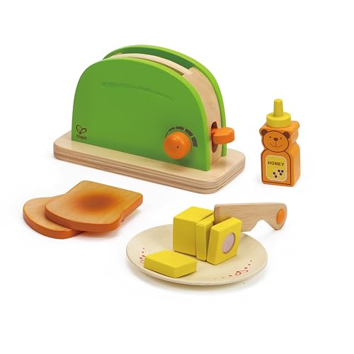 Hape Wooden Pop up Toaster Set| Pretend Play Kitchen Playset with Toast, Butter and Honey for Preschoolers Ages 3 Years & Up