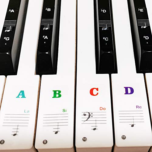 image for Piano Stickers for Keys, Yalloy Colorful Piano Keyboard Stickers for 8