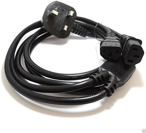 2m IEC 13A Splitter Cable 1 UK Mains Plug to 2 x C13 Plugs [007294]