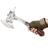 LIANTRAL Camping Hatchet Axe Etched Wolf Head