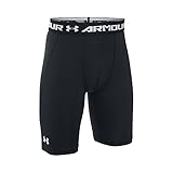 Under Armour Boys' HeatGear Armour Fitted Shorts - Long, Black/White, Youth X-Large