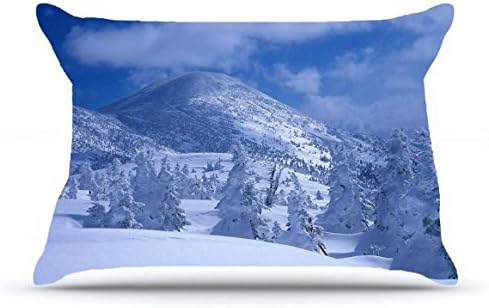 Jshcsj Queen Pillowcase Size 20 x 30 Inches Cotton Pillowcases Decorative Pillow Cover Case with Hidden Zipper Decor Cushion Covers - Nature mountains snows snowdrifts images trees cover white veil Fo