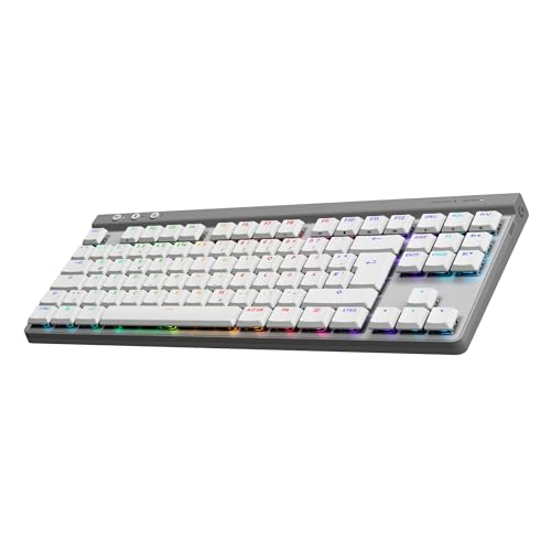 Logitech G G515 Lightspeed TKL kabellose Flache Gaming-Tastatur, LIGHTSYNC RGB, dünnes Profil ohne Ziffernblock, PBT-Tastenkappen, taktile mechanische Switches, Deutsches QWERTZ-Layout - Weiß