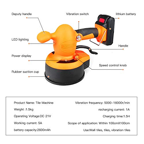 YangXu 21V Portable Vibrator for Floor Gypsum Machine for Laying Tiles Lithium Battery Automatic Vibrating Leveling Tool Tile Installer