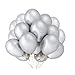 Silver Balloons Hovebeaty 12 Inches thicken Latex Metallic Balloons 100 Pack for Wedding Party Baby Shower Christmas Birthday Carnival Party Decoration Supplies