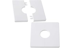Pndeyo 2pcs Escutcheon Plate Wall Split Flange, 28mm/1.1in ABS Wall-Mounted Water Pipe Flange Cover, Self-Adhesive Square Plumbing Cover Plates for Kitchen Toilet- White