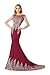 MisShow Women's Embroidery Lace Long Mermaid Formal Evening Prom Dresses