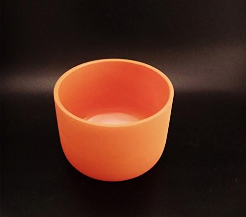 Both sides Orange Color Frosted D Sacral Chakra Quartz Crystal Singing Bowl 8"