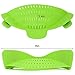 Silicone Clip On Strainer Colander Spout Kitchen Gadget Tool Food Drainer For Spaghetti, Pasta, Ground Beef, Universal Fit On All Pots and Bowls, Flexible and Small For Space Saving - Green