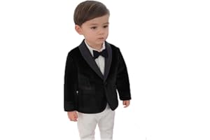 SETWELL 2024 Little Boy Velvet Toddler Blazers for Boy Children Kids Shawl Lapel Jacket STTZJK001