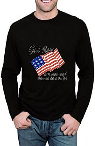 HANGTIANKEJI Memorial Day Heavyweight Poly Pocket Sealed Crew Long Sleeve Mens T-shirt Size XXL