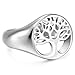 MOWOM Silver Tone Stainless Steel Ring Tree Of Life