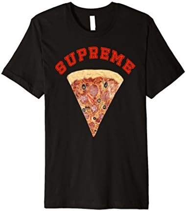 Mens "Supreme Pizza" funny graphic design T-shirt Small Black