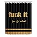 LB Fuck IT Get Naked Shower Curtain Bathroom Set Black Gold Funny Shower Curtains for Adult Bathroom Decor with Hooks Polyester Fabric 60x72 inch Waterproof