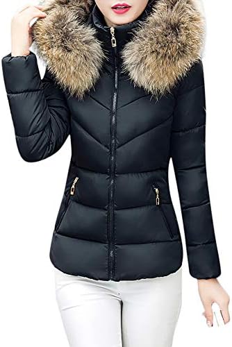 Amiley Parkas Women Winter,Womens Warm Short Slim Down Coat Faux Fur Hooded Parka Puffer Jacket Overcoat