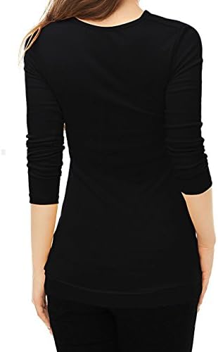 Villelove Women Cowl Neck Long Sleeves Buttons Decor Ruched Top