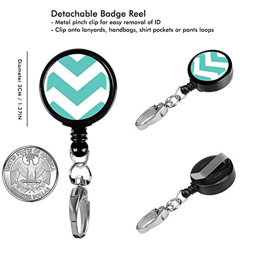 2-Pack Cruise Lanyard & Waterproof ID Key Card Holder Clip. Matching Retractable Badge Reel. Bonus Travel Organizer Bag. Essential Cruise Ship Accessories. Chevron in Tiffany Blue - Thumbnail 3