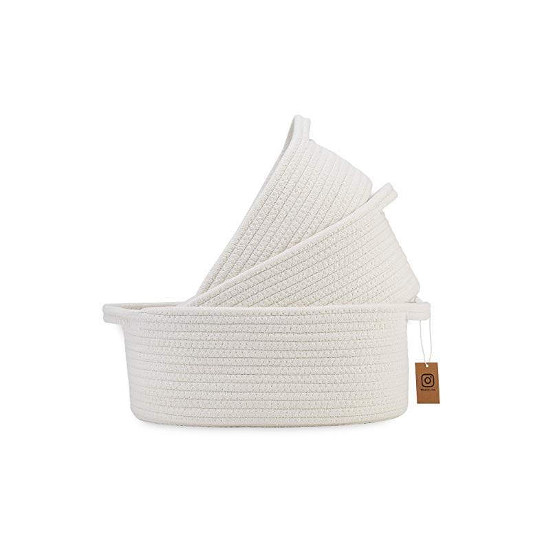 NaturalCozy 3-Piece Oval Storage Basket Set– Natural Woven Baskets for Storage, Gift Basket Empty, Toy Basket, Soft Baby…