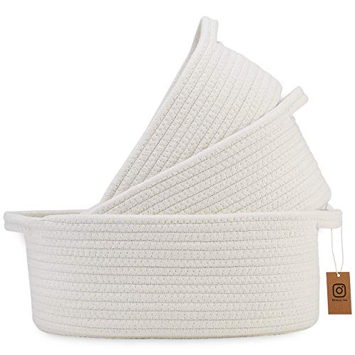 NaturalCozy 3-Piece Oval Storage Basket Set– Natural Woven Baskets for Storage, Gift Basket Empty, Toy Basket, Soft Baby…