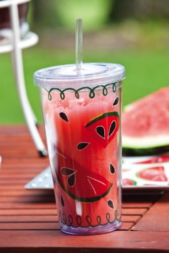Watermelon,Extra Large Insulated Cup with Straw 20 oz,Tumbler,4x4x7.75 Inches