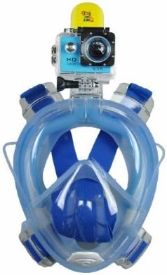 Snorkel Mask Full Face with Silicone Skirt SLAIYA Shock Resistant Tempered Glass Lens with Anti-Fog and Anti-Leak Design GoPro Snorkeling Mask For Adults (Blue, S/M)