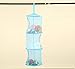 TIRSU Mesh Hanging Storage Organizer toy storage space saver bags 3 Compartments for kid room blue 2pieces lz0001-blue