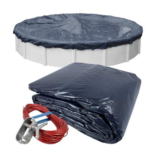 Robelle 33 ft Blue Winter Pool Cover for Above Ground Pools, 4 ft Overlap (37 f…