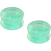 Pierced Owl Green Fluorite Stone Double Flared Plugs, Sold as a Pair