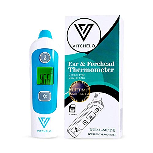 Digital Forehead and Ear Thermometer for Babies, Infants, Kids & Adults - FDA Approved Medical Grade Infrared Thermometer with Fever Alarm, Instant Accurate Reading and Memory Function