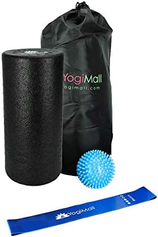 YogiMall All-In-One Massage & Fitness 10 Piece Mobility Kit – Dual Foam Rollers, Massage Stick, Lacrosse, Spiky Ball, 3 Resistance Loop Bands & Bag OR 5-in-1 Foam Roller Set for Total Body Massage
