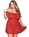 Sex Moment Women Plus Size Lingerie Lace Babydoll Off Shoulder Mesh Chemise Sleepwear R/3XL